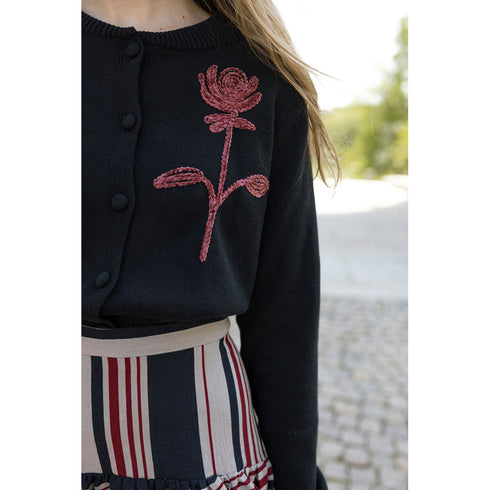 Ava and Lu Striped Skirt & Embroidered Cardigan